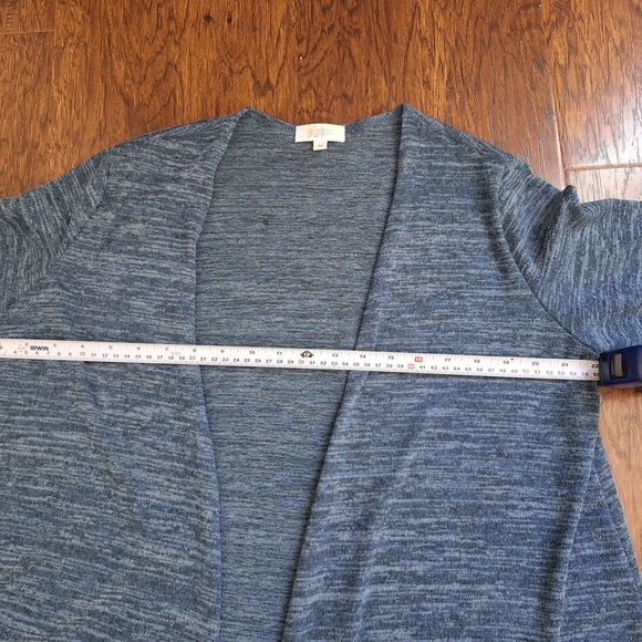 LuLaRoe Long Open-Front Cardigan in Heathered Dark Gray - Picture 3 of 5